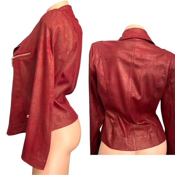 NWOT | Women’s✨Insight New York✨Liquid Cherry Metallic Moto Jacket - Picture 16 of 16